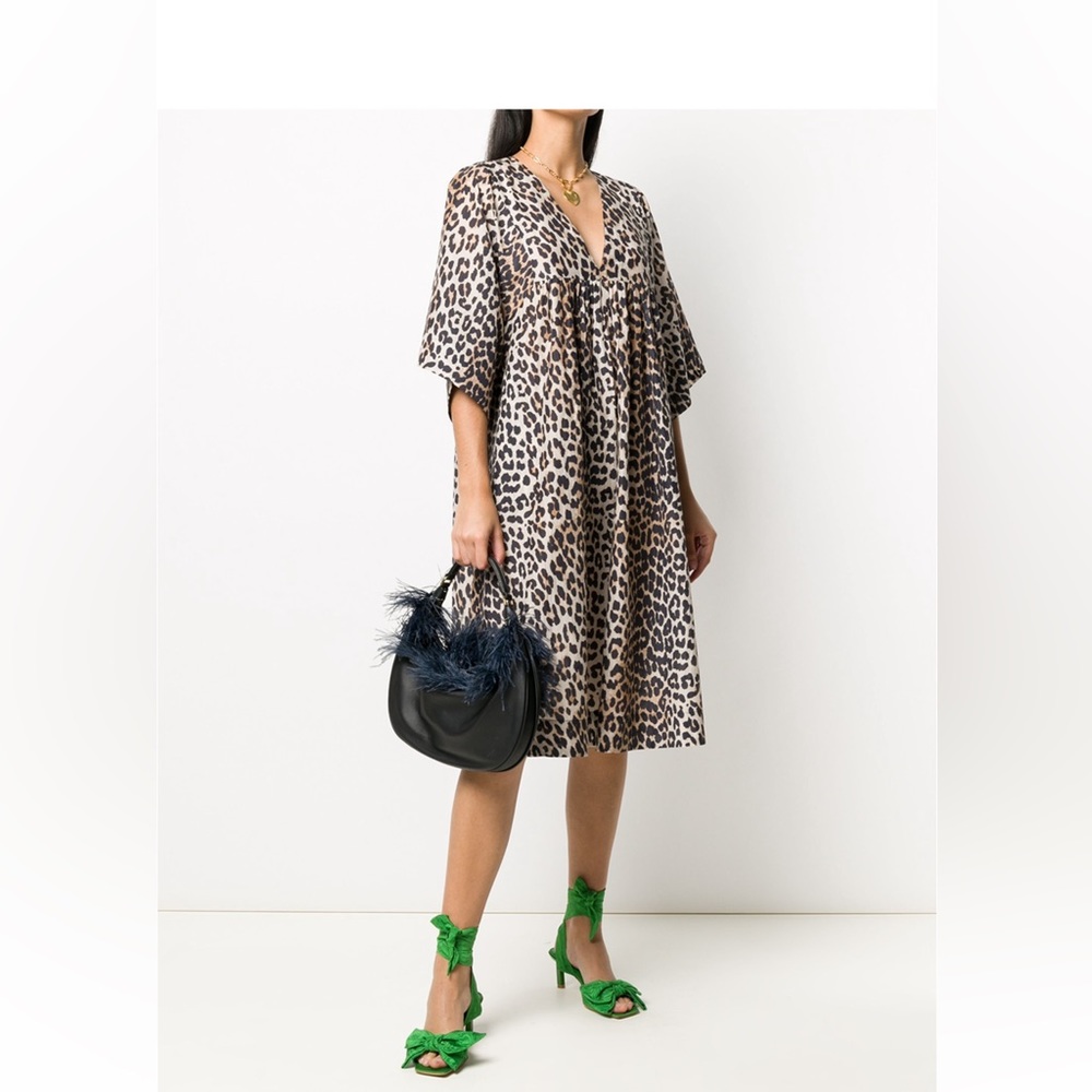 Ganni Leopard Print Midi Dress